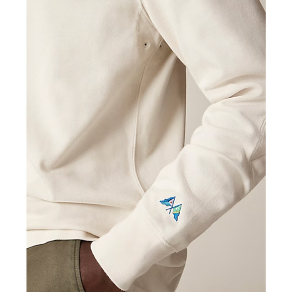 J Crew Mens Rugby Shirt M NWOT Striped Placket White Cream BW541 J.Crew - Picture 2 of 7